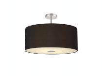 DK0493  Baymont 60cm, Drop Flush 5 Light Polished Chrome, Midnight Black/Green Olive, Frosted Diffuser